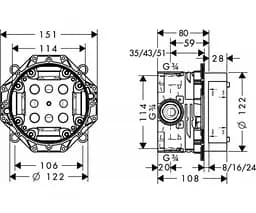 Прихована частина Hansgrohe Ibox Universal 01800180 - мініатюра 2