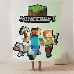 Плед плюшевий на подарунок 3D Minecraft 160х200 см - мініатюра 2
