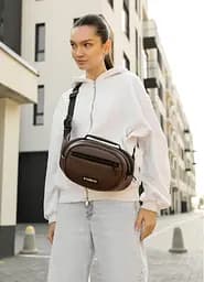 Сумка через плечо женская бананка Sambag Flex шоколад 30×17×10 см (85351020)