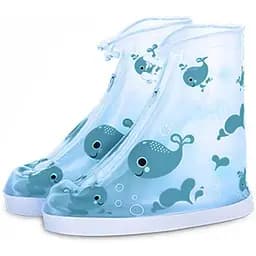 Детские резиновые бахилы Lesko Кот M 20.5 см синие (15077)