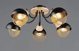 Люстра стельова на 5 плафонів N6656/5 Чорний+Дерево