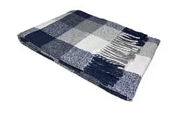 Плед вовняний Vladi Палермо 140x200 біло-сірий-темно-синій 8