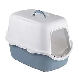 Туалет для кошек Stefanplast Cathy закрытый 56х40х40 см белый/синий (98645)