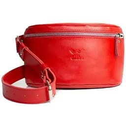 Шкіряна поясна сумка червона