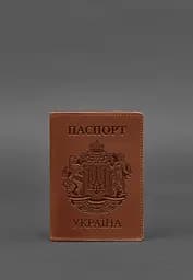Шкіряна обкладинка для паспорта з українським гербом світло-коричнева - мініатюра 2