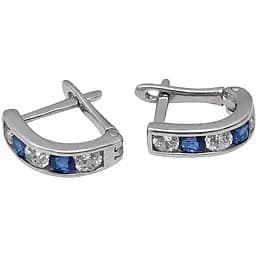 Серебряные серьги с фианитами.  90200613 Синий