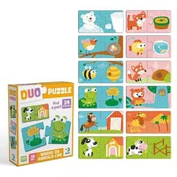 Детский пазл "ДУО-Зверушки и их дома" DoDo Toys 300690, 24 элемента