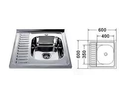 Мийка кухонна Mira New MR 6060 R E Right прямокутна 600х600х180 мм Satin 30412 - мініатюра 2