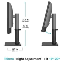 Монітор TFT 27" BenQ PD2706QN, QHD, IPS, HDMI, DP, USB-C, HAS, Pivot, колонки, темно сірий (9H.LNDLA.TBE) - мініатюра 2