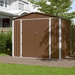 Хозблок-сарай металлический DS-03 с двускатной крышей 200х240х180 см. Коричневый
