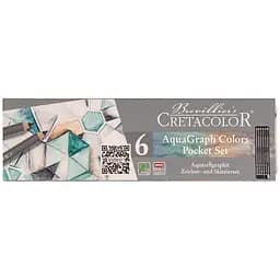 Набір графітних водорозчинних олівців AQUA GRAPH COLORS 6 шт металева коробка Cretacolor