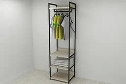 Шафа Гардероб Уні секція 3 серії Конект Ferrum-decor 220x60x50см Чорний метал ДСП Дуб Сонома 32 мм (FRD-104525)