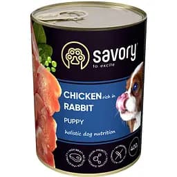 Вологий корм Savory для цуценят усіх порід з кроликом і куркою 400 г