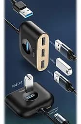 USB-Хаб Baseus Square Round USB to USB 3.0 + 3USB 2.0 (1m) black (CAHUB-AY01) - мініатюра 2