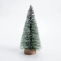 Новогодняя декоративная настольная елка заснеженная Стрела 25 см на деревянной подставке Lugi SOK-М-12-1