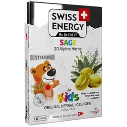 Леденцы от простуды для детей Swiss Energy Herbal Lozenges 20 альпийских трав и шалфей 12 травяных леденцов