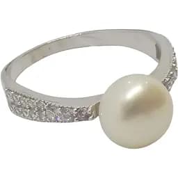 Срібне кільце Qvaliz з перлами і фіанітами. 901-00290-10 19