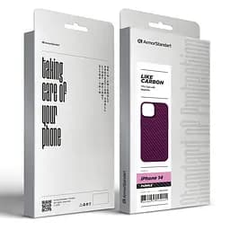 Карбоновый чехол для Apple iPhone 14, LikeCarbon MagCase, фиолетовый, тонкий защитный чехол-панель с магнитом MagSafe, ударопрочный, ультратонкий, совместим с магнитными держателями и беспроводной зарядкой, ArmorStandart (ARM69202) - мініатюра 5