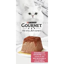 Вологий корм Gourmet Revelations Мус з лососем та підливкою повнораціонний для дорослих котів 114 г (2х57 г)