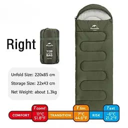 Спальник Naturehike Y150L (NH21MSD08) +11°C - правий - темно-зелений - мініатюра 3