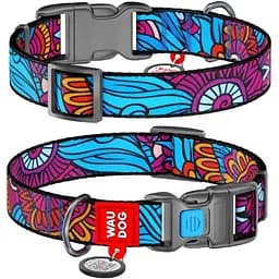 Ошейник для собак Waudog Nylon нейлоновый c QR паспортом, рисунок Лето, пластиковый фастекс, L, Ш 25 мм, Дл 31-49 см