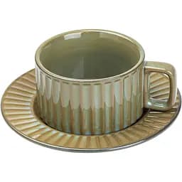 Чашка с блюдцем Happy Life керамическая во французском стиле 250 мл изумрудная HP7210GR