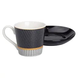 Чашка з блюдцем порцелянова 200 мл, diagonal Liling Rongxiang Ceramic RX-N24708BW - мініатюра 10