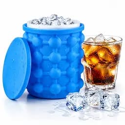 Силіконова форма відро для льоду з кришкою Ice Cube Maker Genie для охолодження напоїв Блакитний 88476 - мініатюра 6