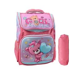 Рюкзак C 72899 27х14х44 см, 1 відділення, 3 кишені, на блискавці, пластикові вставки, пенал, в пакеті (6900067728999) Рожевий