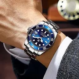Чоловічий наручний годинник Hemsut Zurich Blue (Сріблястий) - мініатюра 4