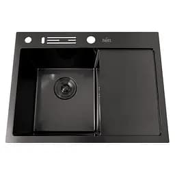 Кухонная мойка черная с правое крылом Nett NB-6045(R), Черный