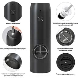 Подрібнювач солі та перцю Maestro MR-1615-Black [154821] - мініатюра 6