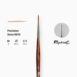 Лайнер синтетичний Raphael Precision, №0, для акрилу та олії, довга ручка - мініатюра 2