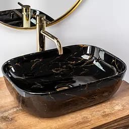 Умивальник Rea Belinda 33,5x46,5 black marble shiny (REA-U8907), Глянцева - мініатюра 3