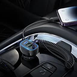 Автомобільний зарядний пристрій Hoco NZ11A 2USB/Type-C PD 30W чорний + кабель Lightning - мініатюра 2