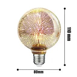 Світлодіодна лампочка з ефектом феєрверку декоративна led лампочка C80-3D Е27 - мініатюра 4