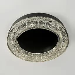 Стельовий чорний світильник із текстурною акриловим розсіювачем Ø 46 см | Line F | Арт. MJ316-500 BK+CL