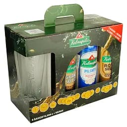 Набор: пиво Kalnapilis Original 0.568 л + Grand Select 0.568 л + White Select 0.568 л + Blanc Select 0.568 л + Royal Select 0.568 л + Light 0.568 л + бокал 0.5 л