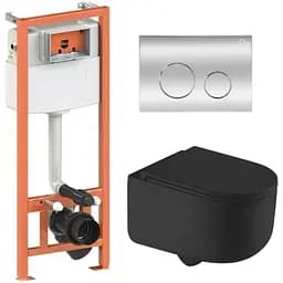 Набір Q-tap Nest 4 в 1 підвісний унітаз Taurus Ultra Quiet 490x360x380 + комплект інсталяції QT2433084EUQMB46184