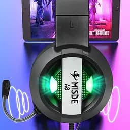 Геймерські навушники з підсвічуванням Misde A8 Gaming Червона гарнітура, ігрові навушники з мікрофоном (ST) - мініатюра 2