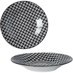 Тарілка для супу S&T Калімат 21.25 см чорно-біла з візерунком (050-45-06)