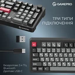 Клавіатура GamePro Asgard Drakkar Keychron Super Red Switch Wireless/Bluetooth/USB UA Black (MK305BK) - мініатюра 7