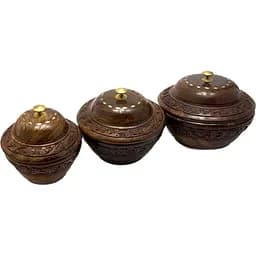 Скриньки круглі рожеве дерево набір 18х13 см 15х12 см 13х12.5 см 3 шт