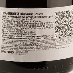 Вино Brandvlei Pinotage Cinsault Western Cape, червоне, сухе, 0,75 л - мініатюра 3