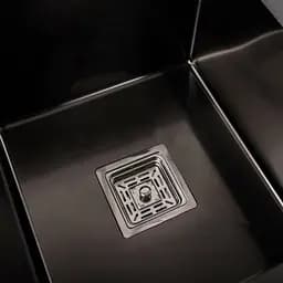 Кухонна мийка Platinum Handmade PVD HDB чорна 780x480x230 на дві чаші (квадратний сифон,3.0/1.0), Чорний - мініатюра 5
