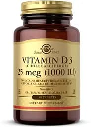 Витамины и минералы Solgar Vitamin D3 25 mcg, 180 таблеток