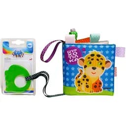 М'яка книжка-шурхотілка Книжковий хмарочос Леопардик, з прорізувачем (3778)