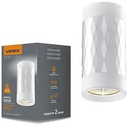 Світильник Videx під лампу GU10 SPF03A накладний білий + срібляста призма Ø6х12 см Line F Арт. VL-SPF03A-SPW