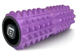 Массажный ролик EasyFit Grid Roller 33 см v.1.2 с заглушками с двух сторон (фиолетовый)