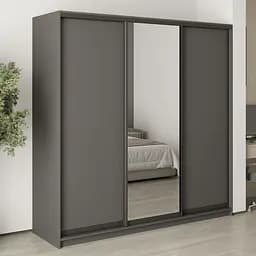 Шкаф-купе трехдверный MebelStar Стандарт BG 2ДСП/Зеркало 210x45x210 см Антрацит (MBS-8343)